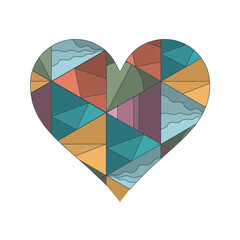 Happy Valentine's day. Greeting card with hearts. Heart made of abstract geometric pattern