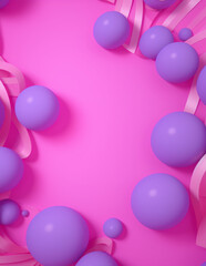 Pink abstract forms, 3d rendering