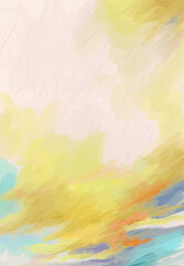 Impressionistic Sunset or Sunrise Cloudscape with Yellow & Orange - Art, Digital Painting, Artwork, Design, Illustration