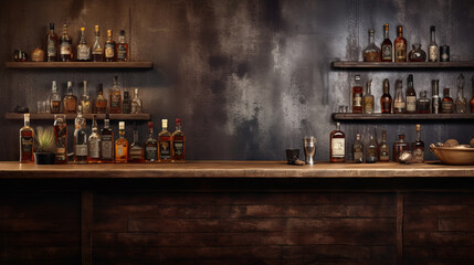 Fototapeta na wymiar Wood panel leather bar interior