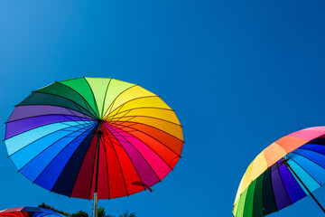 Umbrellas with the colors of the rainbow