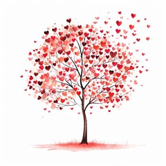 Cute Tree with Love Branches and Hearts for Valentine's Day AI Generated AI Generated