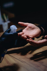 Obraz premium hand disinfection