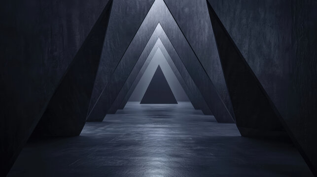 Fototapeta A dark, triangular tunnel creating a deep perspective.