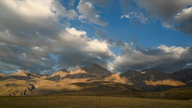 timelapse of Ala mountains the extension of the Taurus Mountains the harmony of the sunset coloured moving clouds and the steep rocks of its surroundings with the sky