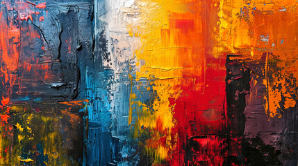 Oil painting with an abstract background, where various textures and color transitions create a un