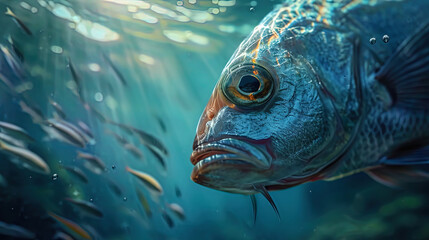 The eye of flying fish, full of light and exquisite beauty, like a picturesque picture under water