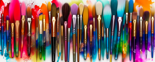  Colorful Brushes set. AI Generated - obrazy, fototapety, plakaty