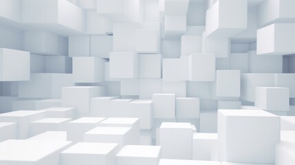 Minimalistic Clean White Digital Background with Random Cubes Structure AI Generated