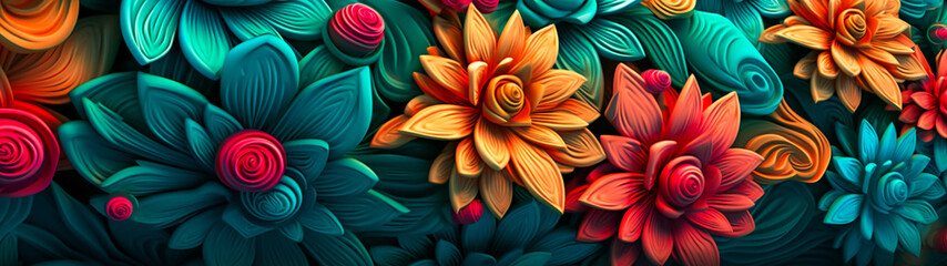 Obraz premium Abstract Floral Banner. Vivid Background. AI Generated
