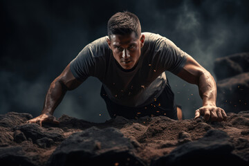 A dynamic shot of a person achieving a fitness breakthrough, symbolizing the perseverance and self-improvement fostered by financial stability.  Generative Ai.