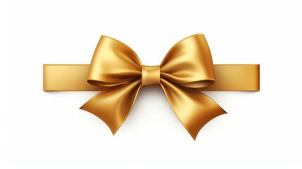 Minimalistic Gold Gift Bow Isolated on White AI Generated