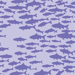 Seamless pattern with fishes, vector