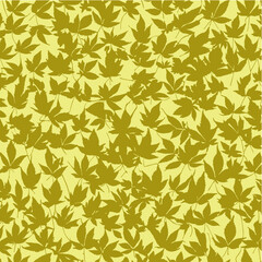Seamless pattern with leaves, hemp