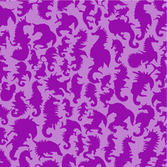 Fototapeta na wymiar Seamless pattern with sea horses, vector