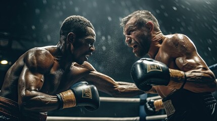 Boxers in action  - obrazy, fototapety, plakaty