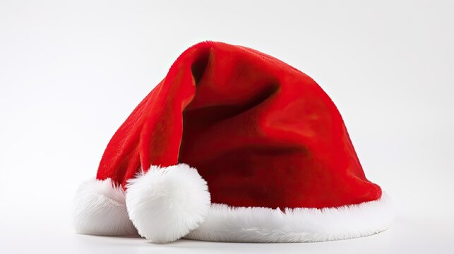santa claus hat. close-up santa claus hat lies on the table on a white background High quality photo
