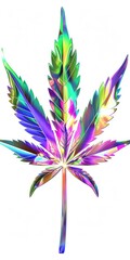 Fototapeta na wymiar A Stylized Rainbow-Iridescent Cannabis Icon Symbol in the Style of Iridescent Opalescent Holographic Background created with Generative AI Technology