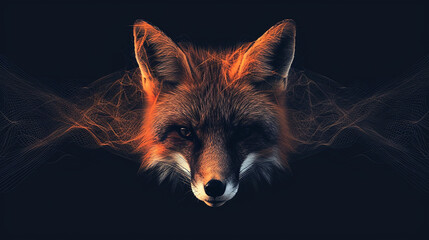 Fototapeta premium Red fox on a red background