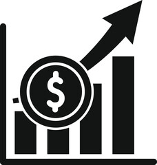 Graph chart dark icon simple vector. Nascent team form. Financial portal