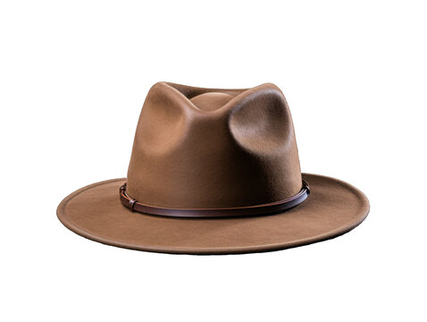 a brown hat with a leather band