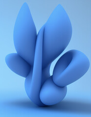 A 3d rendering of an abstract blue sculpture