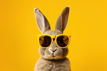a rabbit wearing sunglasses - obrazy, fototapety, plakaty