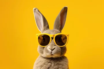 Badkamer foto achterwand a rabbit wearing sunglasses © Dogaru