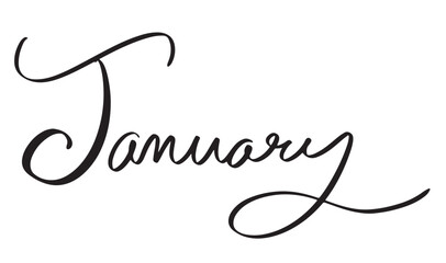 January month calligraphy hand written font text black colour white illustration vector design calendar time happy ne year lettering start beginning typography lettering element graphic event holiday 