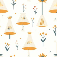 Seamless pattern with light bulb, lamps,lamps, cozy fabric print. Children's design.