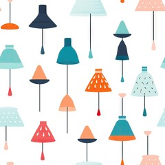 Seamless pattern with light bulb, lamps,lamps, cozy fabric print. Children's design.