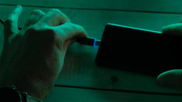 Type C charger with neon lighting in multi-colored neon light.