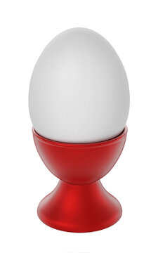 Egg holder with white egg isolated on transparent background. 3D illustration