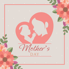 Abstract silhouette of woman and child Happy mother day poster Vector