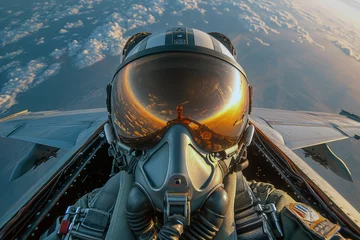 Papier Peint photo Ancien avion Fighter Pilot Selfie