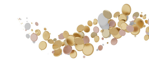 Cascading Splendor: Striking 3D Illustration Showcasing a Dazzling gold Confetti Display