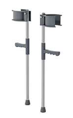 Pair of crutches isolated on transparent background. 3D illustration