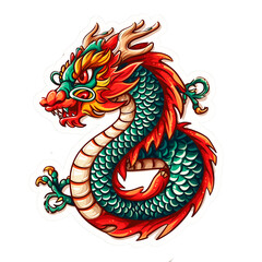 Fototapeta premium illustration. year of the dragon sticker. transparent background. PNG. Asian. Chinese. Asia 
