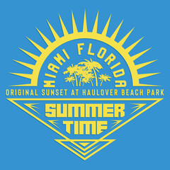  typographic vector illustration pf miami and summer theme