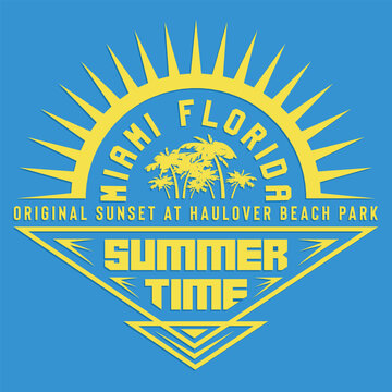  typographic vector illustration pf miami and summer theme