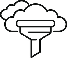 Cloud data funnel icon outline vector. Work idea. Creative input