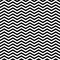 Black zigzag lines. Jagged stripes. Seamless surface pattern design with triangular waves ornament. Repeated chevrons wallpaper. Digital paper for page fills, web designing, textile print. Vector art.