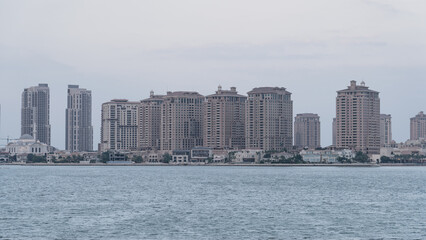 beautiful view qatar peral area from katara beach