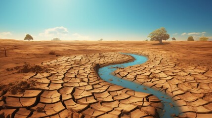 World Day Against concept with drought and lack of water climate Change. Generate AI image