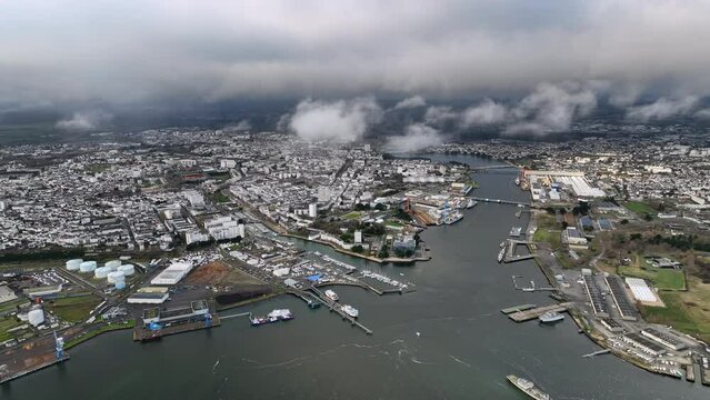 A quiet morning in Lorient's maritime hub.