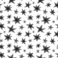 Seamless pattern with gray stars. Monochrome simple vector pattern. Kids texture. Nursery prints for textile, apparel, wrapping paper and other surfaces.