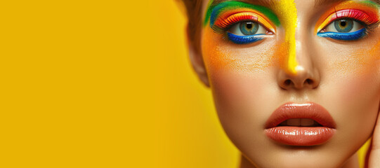 Beauty portrait of woman with colorful makeup