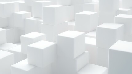 Fototapeta na wymiar Random Shifted White Cube Boxes Block Background