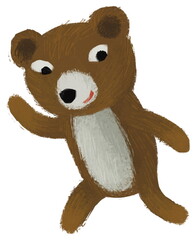 cartoon bear walking looking and smiling isolated illustration for children