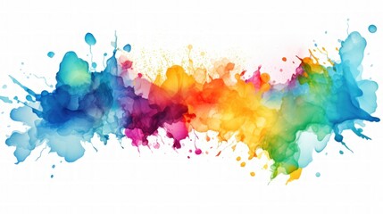 Colorful watercolor style smooth splashes paint on a white background. Generate AI image